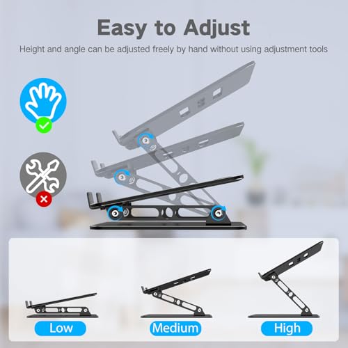 high-quality Adjustable Laptop Stand for Desk, Metal Foldable Laptop Riser Holder, Set