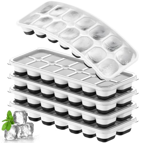 Smart Home Ice Cube Tray 5 Pack, Stackable Silicone Ice Cube Trays Essentials
