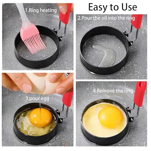3.5" Egg Rings Set of 2 with Silicone Handle, Collection