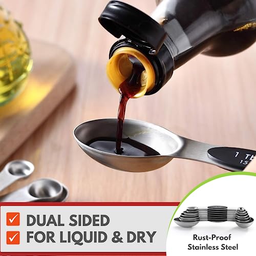 luxury Spring Chef Stainless Steel Magnetic Measuring Spoons Set Essentials