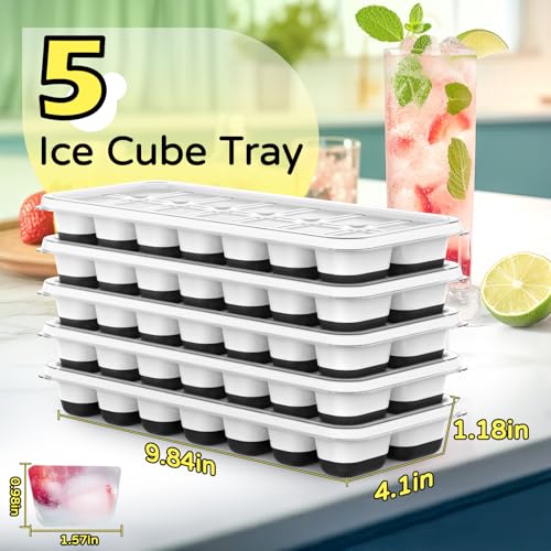 Smart Home Ice Cube Tray 5 Pack, Stackable Silicone Ice Cube Trays Essentials