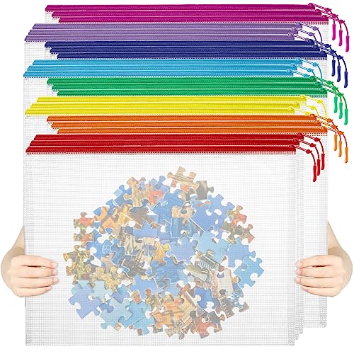 Smart Home 24pcs Mesh Zipper Pouch File Bags Puzzle Storage Bags, A3 Kit