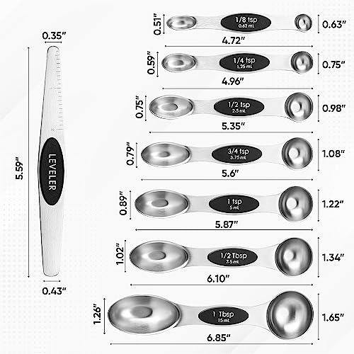 luxury Spring Chef Stainless Steel Magnetic Measuring Spoons Set Essentials